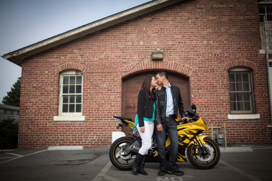 motorcycle engagement photo