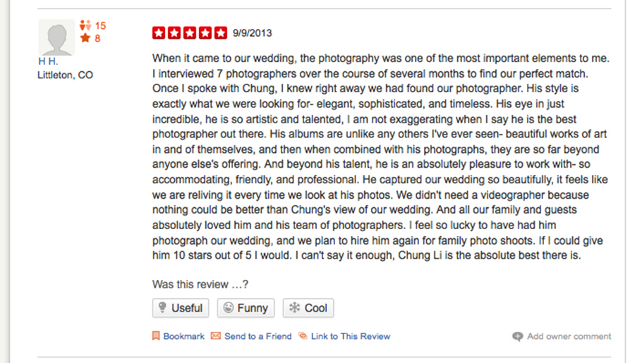 5 stars yelp review san francisco wedding photographer 