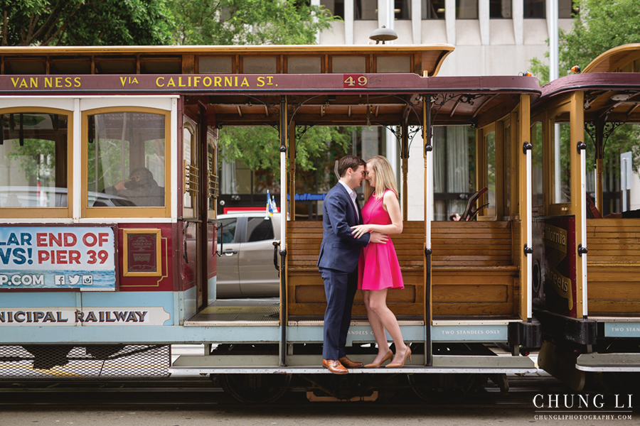 fort point cable car engagement wedding photographer