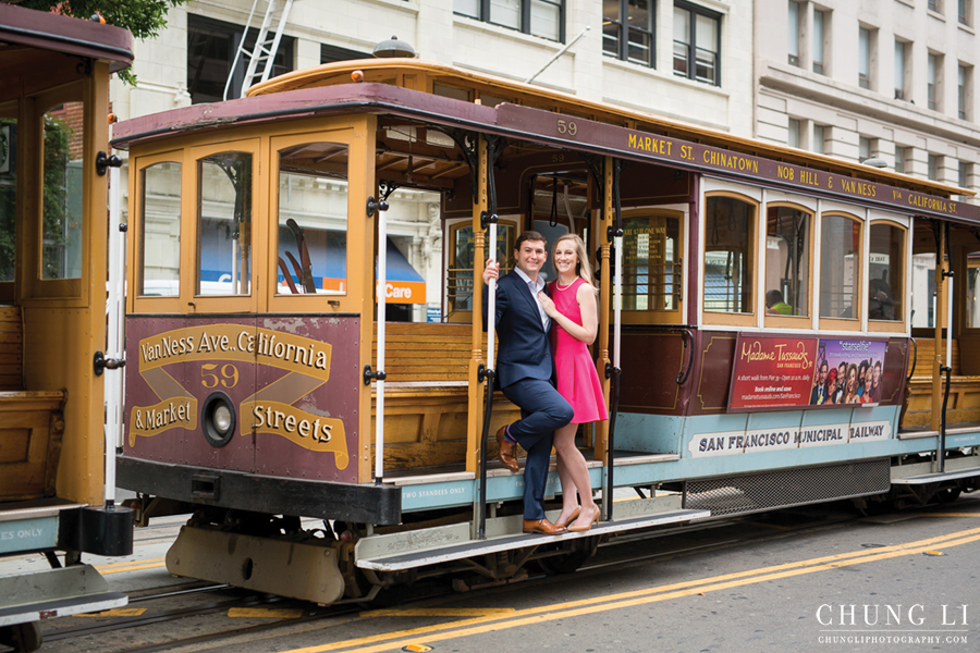 fort point cable car engagement wedding photographer